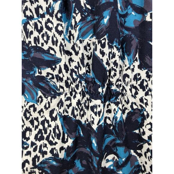 Koi Kathy Peterson Scrub Top Womens XL Blue Black White Floral Medical Nurse - Picture 8 of 11
